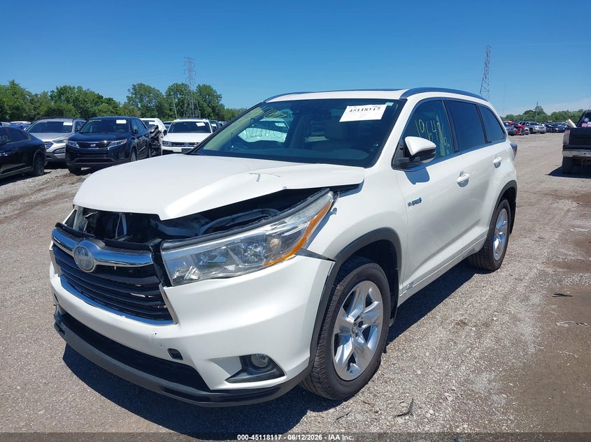 Vin: 5tddcrfh9gs020412, lot: 45615733, toyota highlander hybrid limited platinum v6 20162