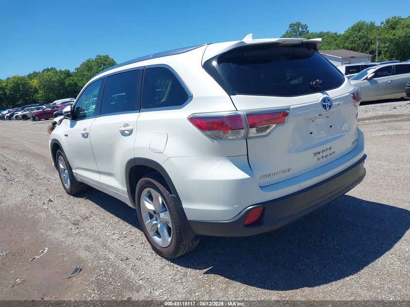 Vin: 5tddcrfh9gs020412, lot: 45615733, toyota highlander hybrid limited platinum v6 20163
