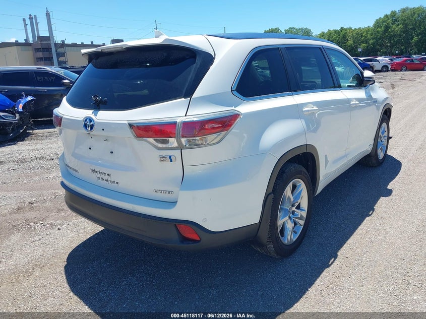 Vin: 5tddcrfh9gs020412, lot: 45615733, toyota highlander hybrid limited platinum v6 20164