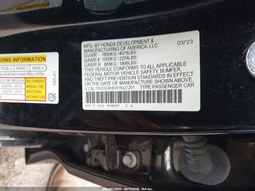 2023 Acura Integra A-Spec Technology VIN: 19UDE4H6XPA027201 Lot: 45118282