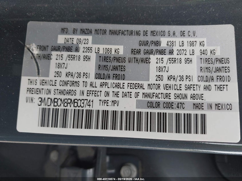 2024 Mazda Cx-30 2.5 S Carbon Edition VIN: 3MVDMBCM8RM603741 Lot: 45118574