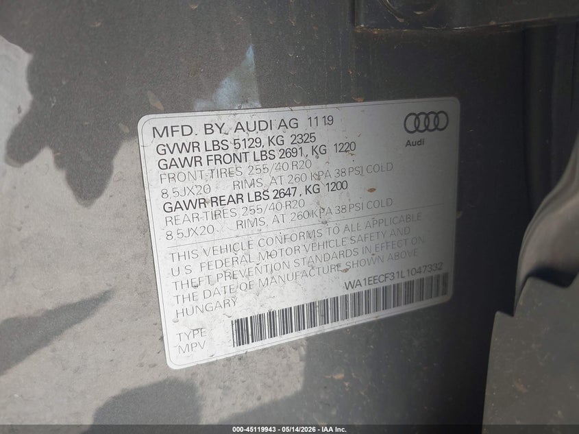 2020 AUDI Q3 PREMIUM PLUS 45 TFSI S LINE QUATTRO TIPTRONIC — Фото 9