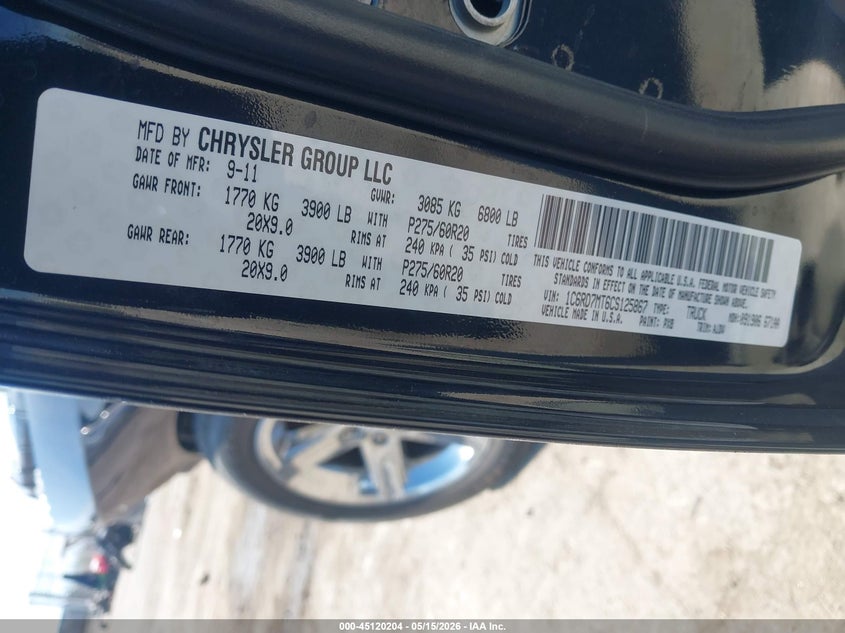 1C6RD7MT6CS125867 2012 Ram 1500 5.7 Ram Sport black