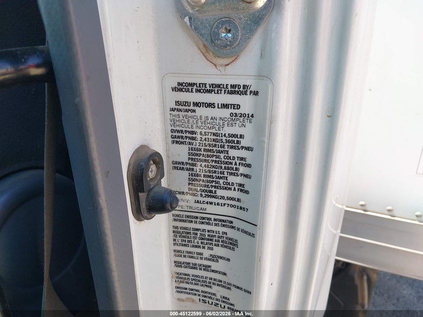 2015 ISUZU NPR DSL REG AT auction photo 8