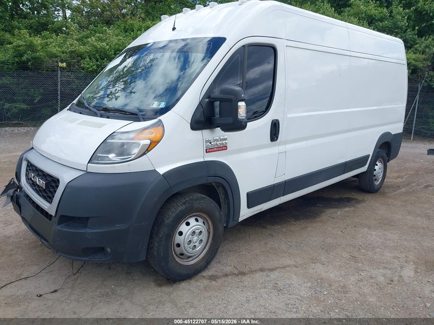 Vin: 3c6lrvdg0me547197, lot: 45620323, ram promaster 2500 high roof 159 wb 20212