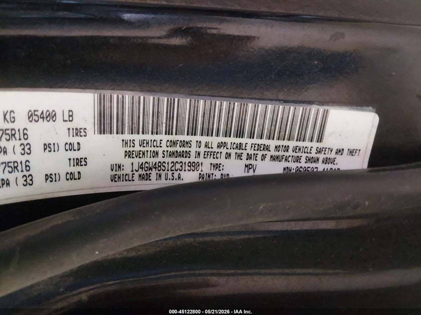 2002 Jeep Grand Cherokee Laredo VIN: 1J4GW48S12C319901 Lot: 45122800
