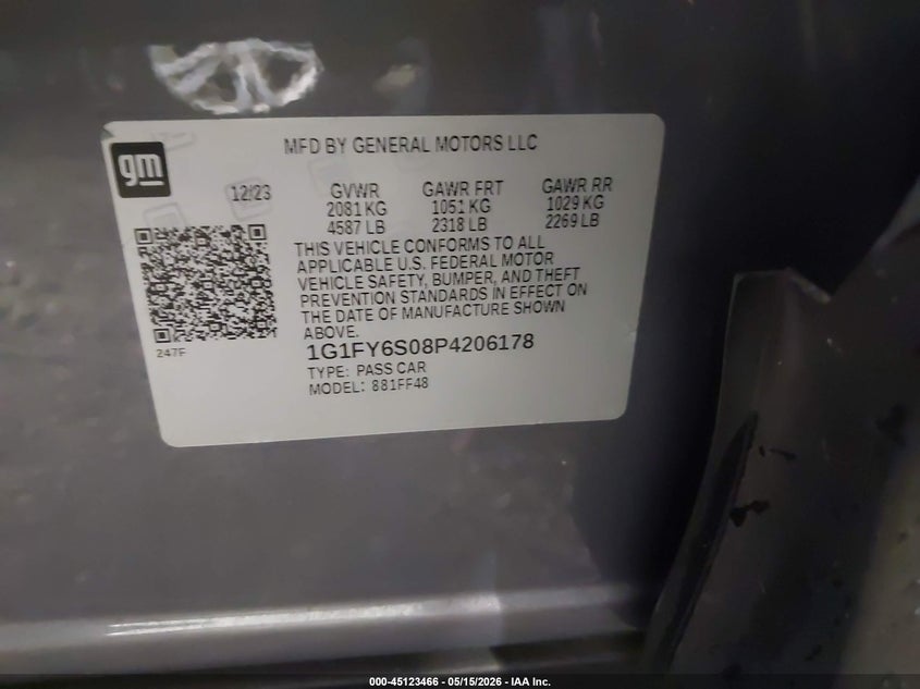 2023 Chevrolet Bolt Euv Fwd Lt VIN: 1G1FY6S08P4206178 Lot: 45123466