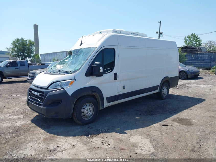 Vin: 3c6mrvjg9pe507343, lot: 45621129, ram promaster 3500 cargo van high roof 159 wb ext 20232
