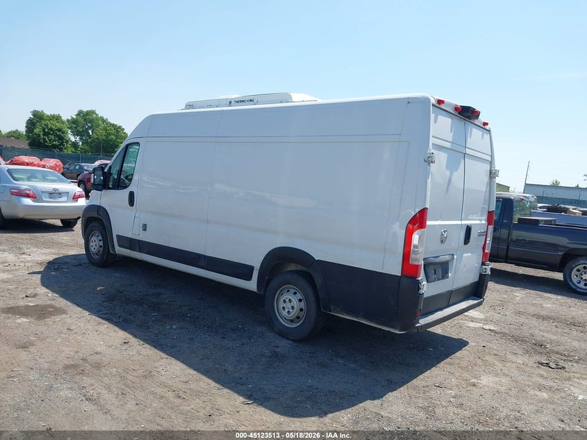 Vin: 3c6mrvjg9pe507343, lot: 45621129, ram promaster 3500 cargo van high roof 159 wb ext 20233