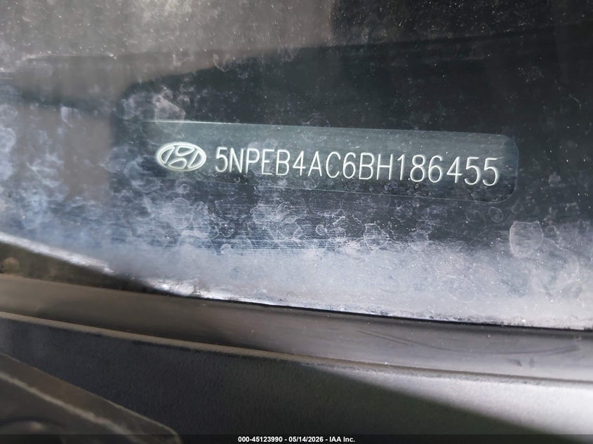 2011 HYUNDAI SONATA SEDAN 2.4L I-4 DI, DOHC, VVT, 190HP
