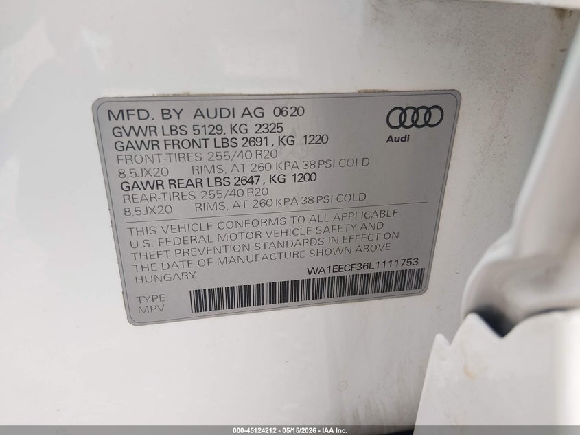 2020 AUDI Q3 PREMIUM PLUS 45 TFSI S LINE QUATTRO TIPTRONIC — Фото 9