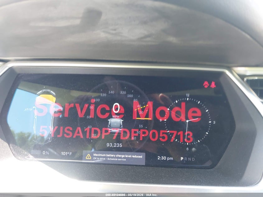 2013 Tesla Model S Performance VIN: 5YJSA1DP7DFP05713 Lot: 45124595