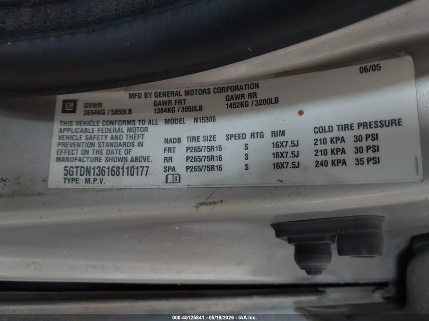 2006 Hummer H3 Suv VIN: 5GTDN136168110177 Lot: 45125841