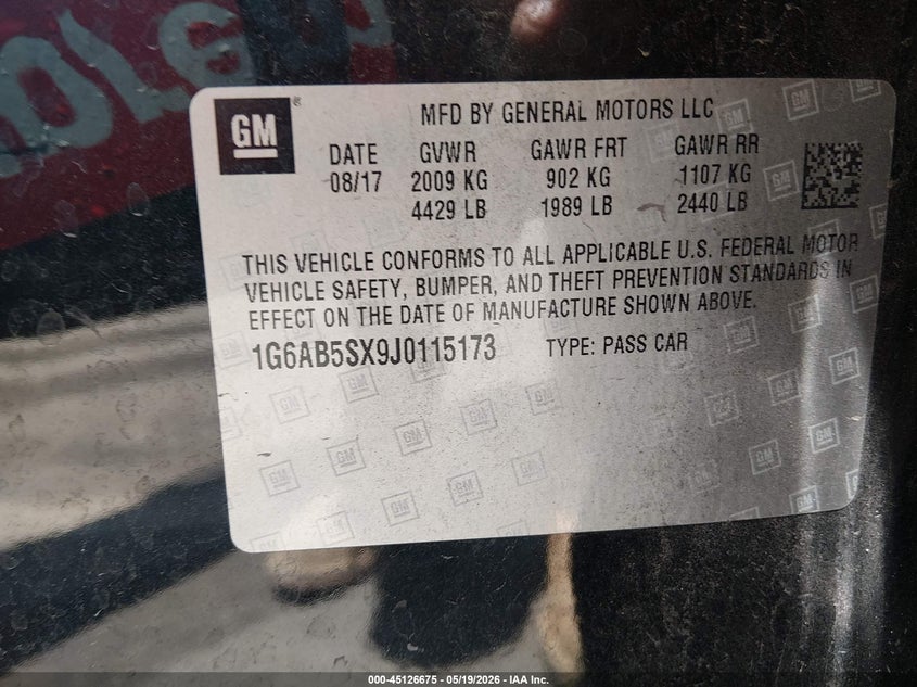 2018 Cadillac Ats Luxury VIN: 1G6AB5SX9J0115173 Lot: 45126675