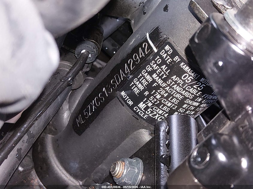 2025 Kawasaki Zx400 S VIN: ML5ZXCS13SDA42942 Lot: 45128536