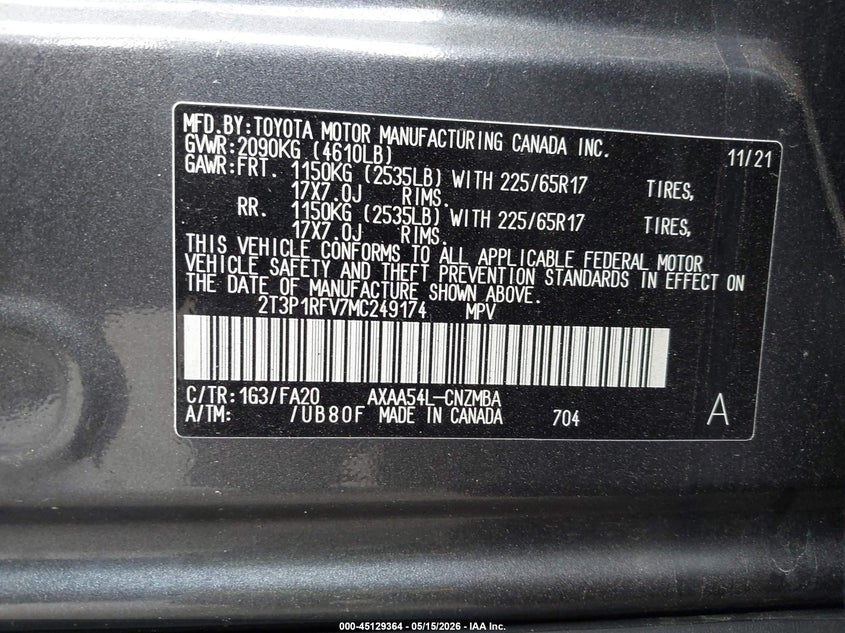 2021 TOYOTA RAV4 XLE — Photo 9