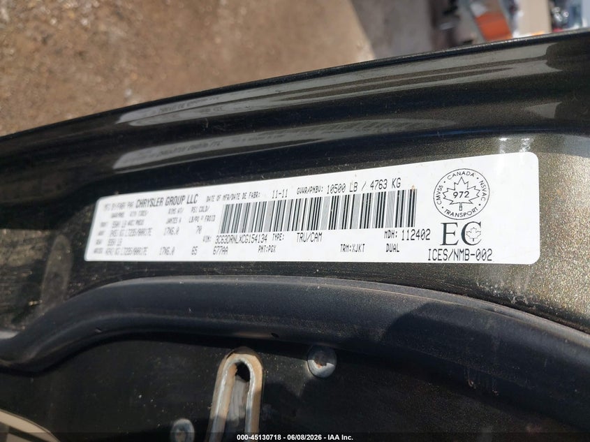 2012 RAM 3500 auction photo 8