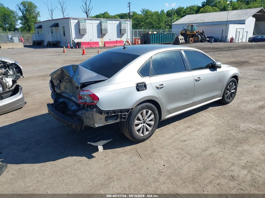 2012 Volkswagen Passat 2.5 2.5L S silver Lot 111045131704 Vin 1VWAP7A38CC053336