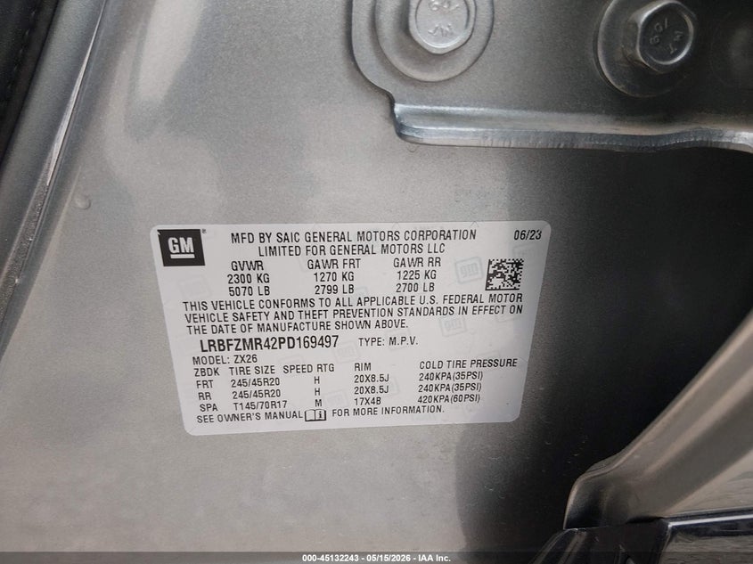 2023 Buick Envision Preferred Awd VIN: LRBFZMR42PD169497 Lot: 45132243