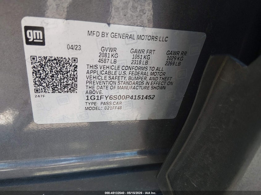 2023 Chevrolet Bolt Euv Fwd Lt VIN: 1G1FY6S00P4151452 Lot: 45132540