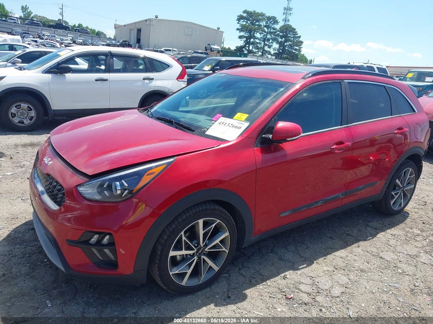 Vin: kndcc3lcxn5535374, lot: 45630289, kia niro touring se 20222