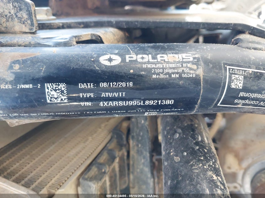 2020 Polaris Ranger Crew Xp 1000 Northstar Premium VIN: 4XARSU995L8921380 Lot: 45134495