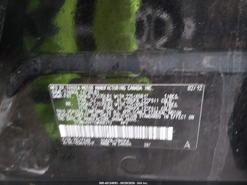 2012 Toyota Rav 4 3.5 Rav4 Base V6 black Lot 111045134593 Vin 2T3BK4DV7CW068313