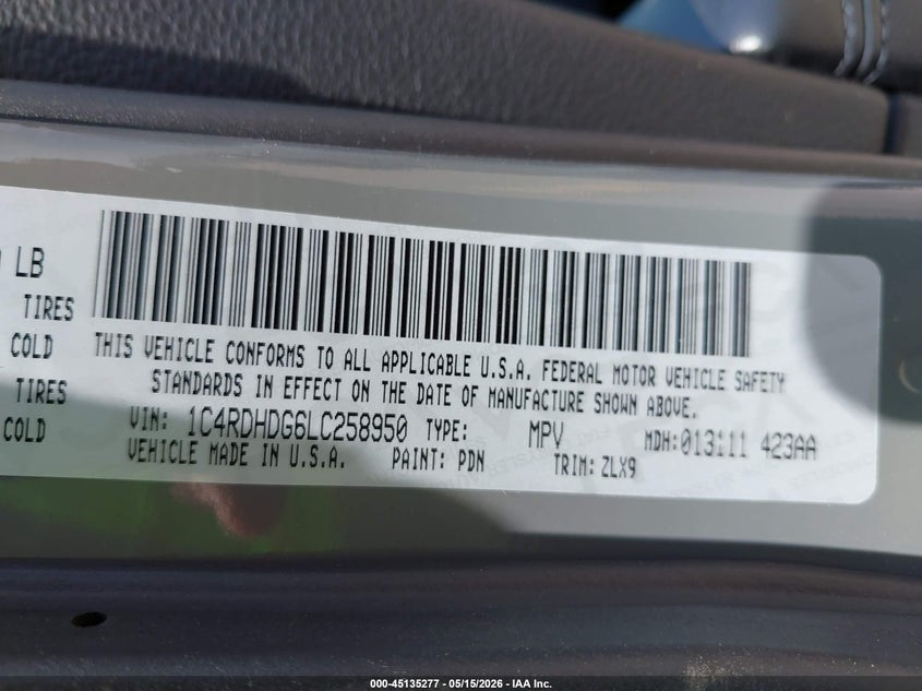 2020 DODGE DURANGO SPORT UTILITY VEHICLE 3.6L V-6 DOHC, VVT, 295HP