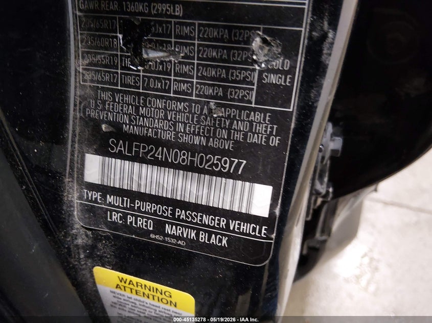 2008 Land Rover Lr2 Se VIN: SALFP24N08H025977 Lot: 45135278