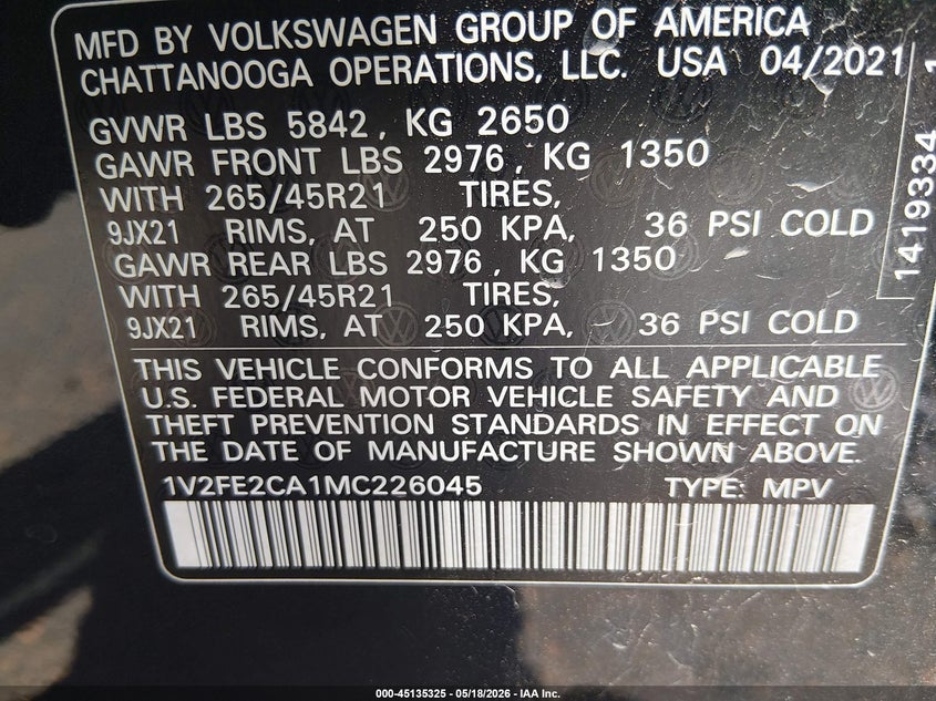 2021 VOLKSWAGEN ATLAS CROSS SPORT 3.6L V6 SEL PREMIUM R-LINE — Фото 9