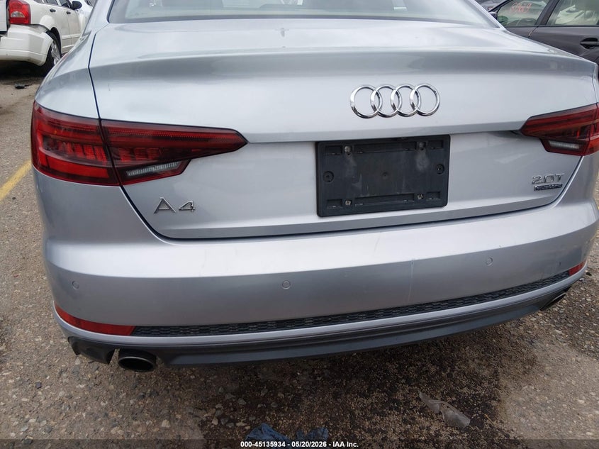 2018 AUDI A4 SEDAN 2.0L I-4 DI, DOHC, VVT, TURBO, 252HP