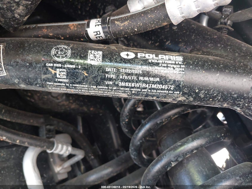 2026 Polaris Ranger Crew Xd 1500 Northstar Edition Ultimate VIN: 3NSX6W1R4TM204572 Lot: 45136018
