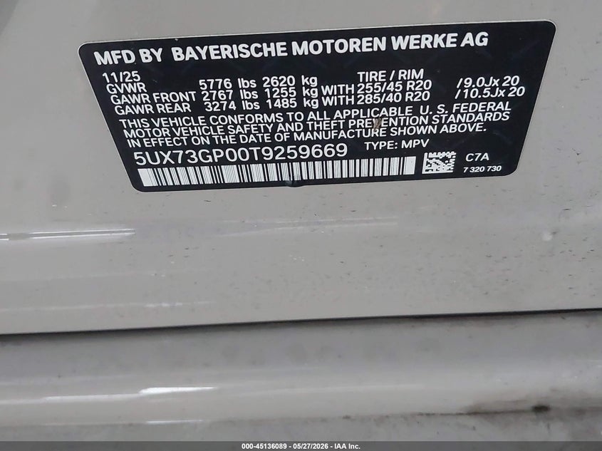 2026 BMW X3 SPORT UTILITY VEHICLE 3.0L I-6 DI, DOHC, VVT, TURBO, 393HP