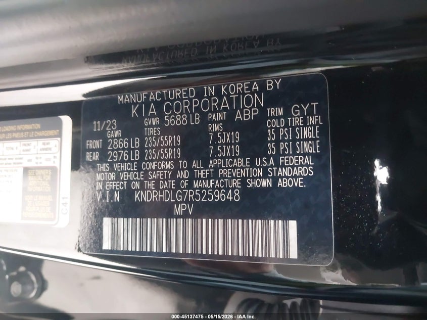 VIN KNDRHDLG7R5259648 2024 KIA SORENTO HYBRID EX