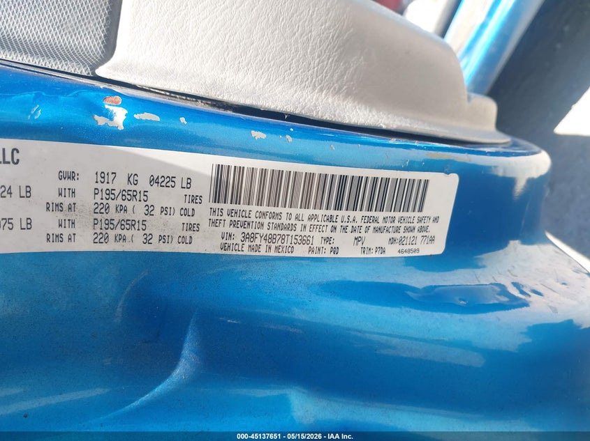 2008 Chrysler Pt Cruiser Lx VIN: 3A8FY48B78T153661 Lot: 45137651