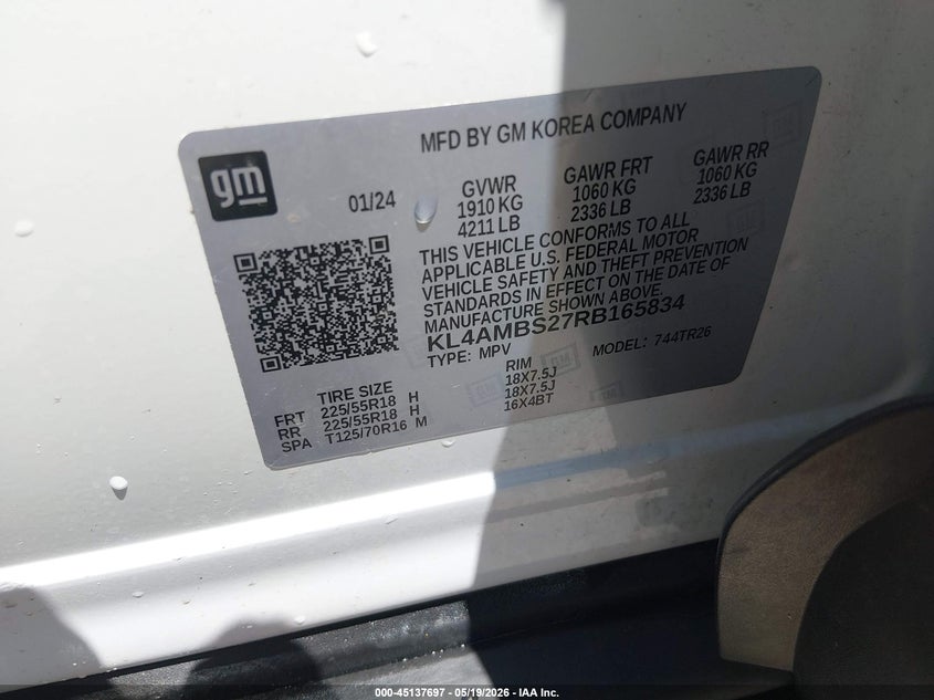 2024 Buick Encore Gx Preferred Fwd VIN: KL4AMBS27RB165834 Lot: 45137697