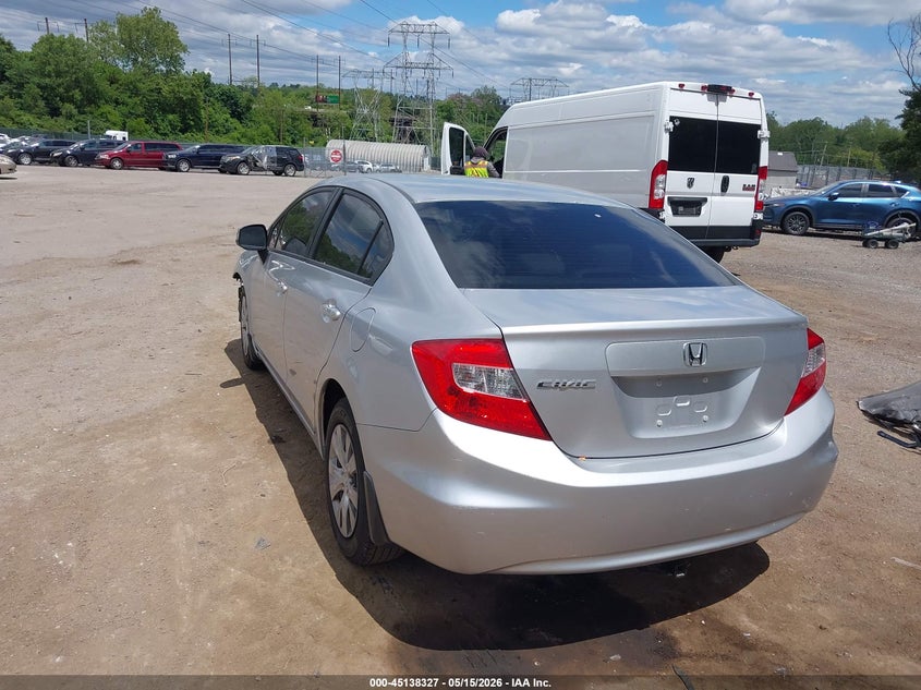 2012 Honda Civic 1.8 Lx silver Lot 111045138327 Vin 19XFB2E50CE056424