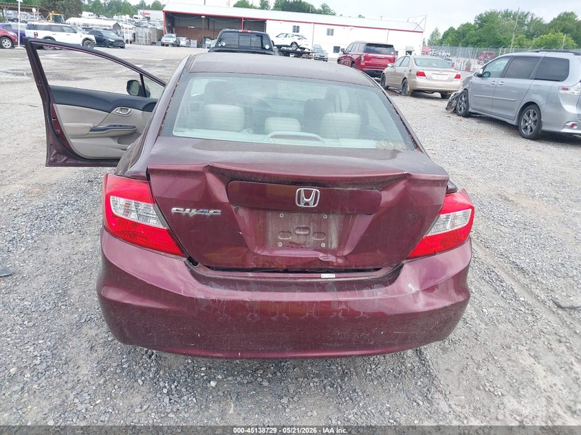 2012 Honda Civic 1.8 Lx Red Lot 111045138729 Vin 19XFB2F51CE062327