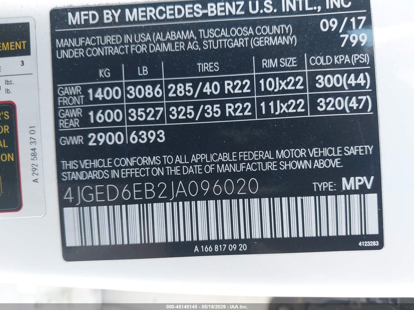 2018 Mercedes-Benz Amg Gle 43 Coupe 4Matic VIN: 4JGED6EB2JA096020 Lot: 45140145