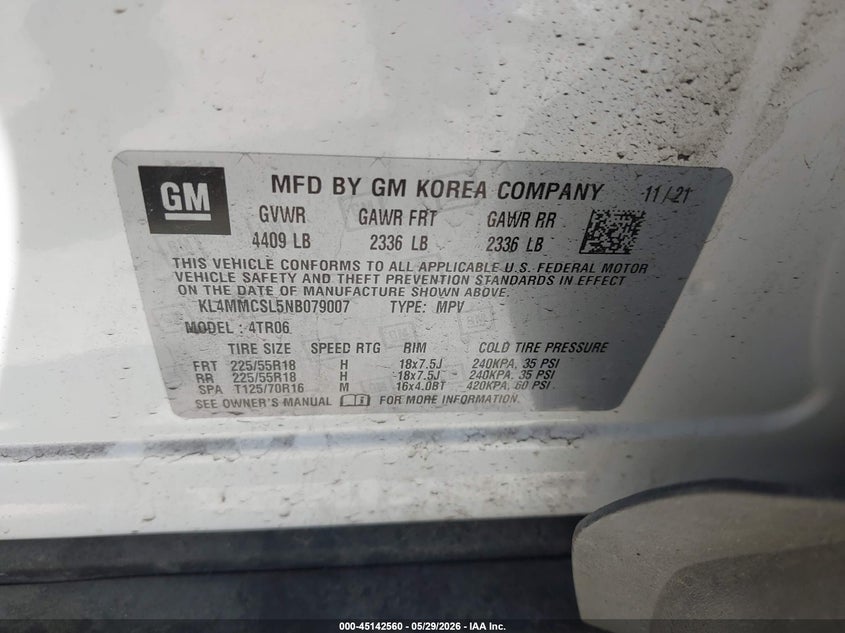 2022 Buick Encore Gx Awd Preferred VIN: KL4MMCSL5NB079007 Lot: 45142560