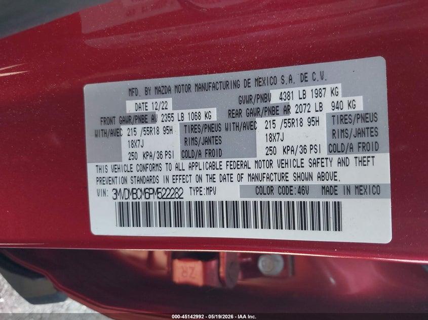 2023 Mazda Cx-30 2.5 S Preferred VIN: 3MVDMBCM6PM522282 Lot: 45142992