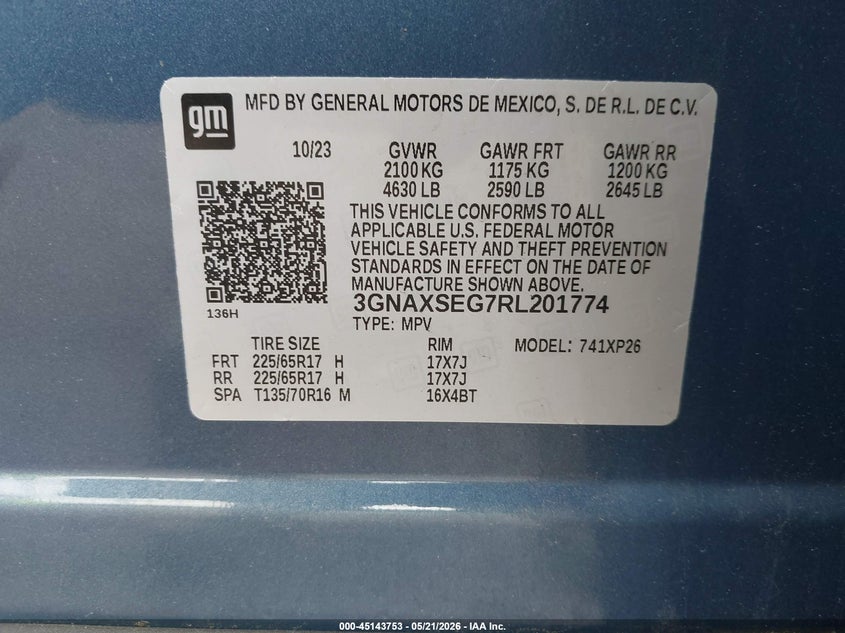 VIN 3GNAXSEG7RL201774 2024 CHEVROLET EQUINOX AWD LS