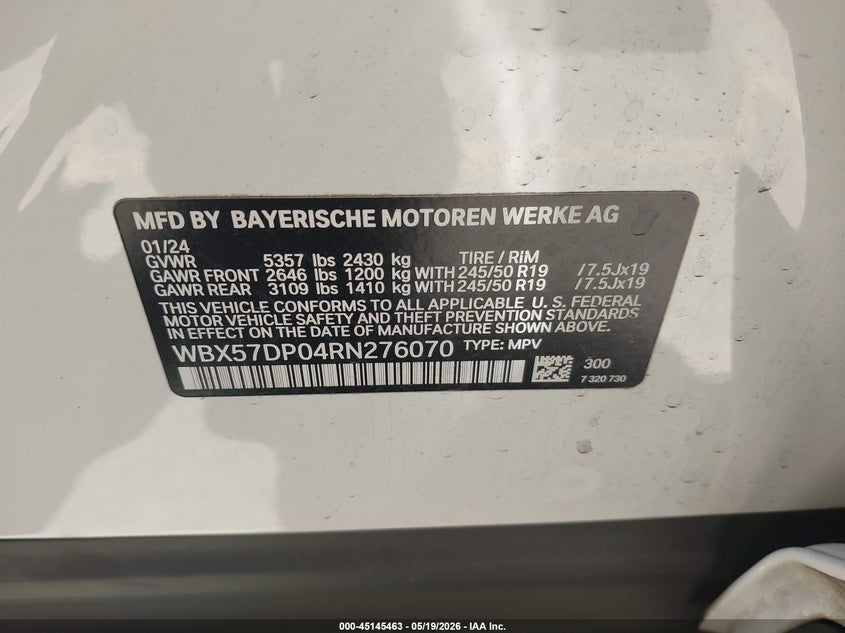 2024 BMW X3 SPORT UTILITY VEHICLE 2.0L I-4 DI, DOHC, VVT, TURBO, 248HP