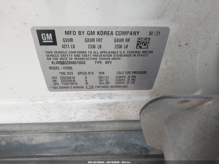 2022 Buick Encore Gx Fwd Preferred VIN: KL4MMBS28NB010040 Lot: 45145544