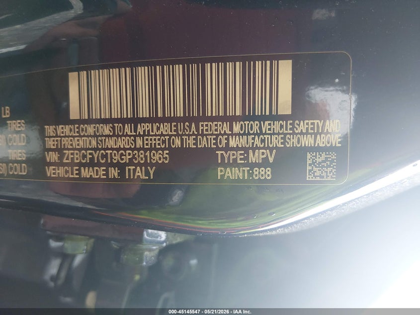 2016 Fiat 500X Trekking VIN: ZFBCFYCT9GP381965 Lot: 45145547