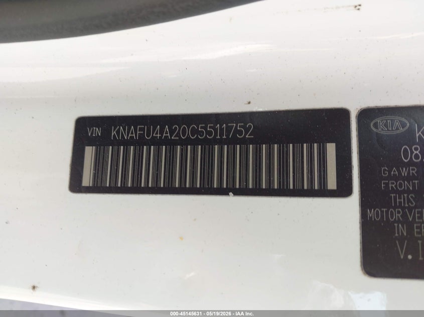 2012 Kia Forte 2.0 Ex white Lot 111045145631 Vin KNAFU4A20C5511752