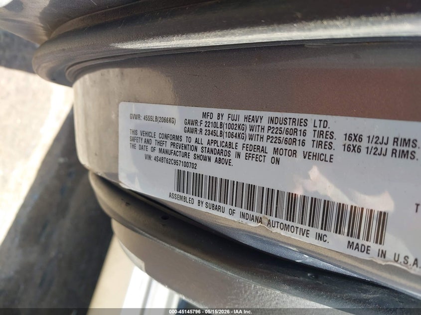 2005 Subaru Baja Sport VIN: 4S4BT62C957100702 Lot: 45145796