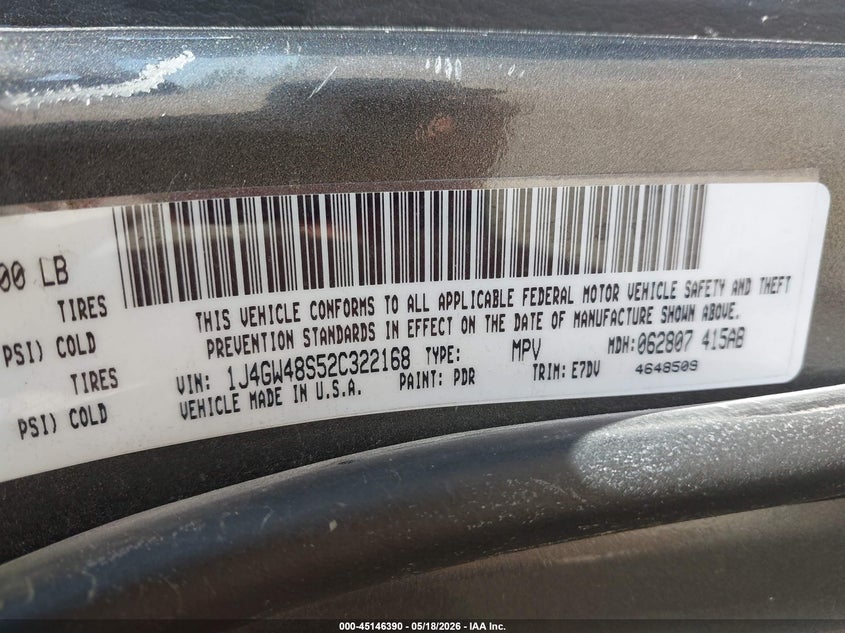 2002 Jeep Grand Cherokee Laredo VIN: 1J4GW48S52C322168 Lot: 45146390