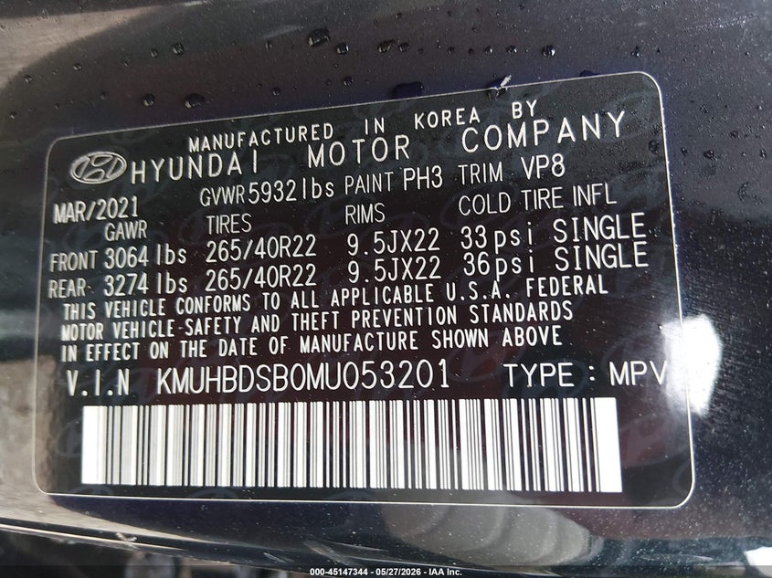 2021 Genesis Gv80 2.5T Awd VIN: KMUHBDSB0MU053201 Lot: 45147344
