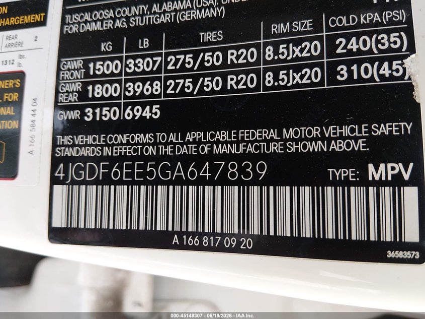 2016 Mercedes-Benz Gl 450 4Matic VIN: 4JGDF6EE5GA647839 Lot: 45148307